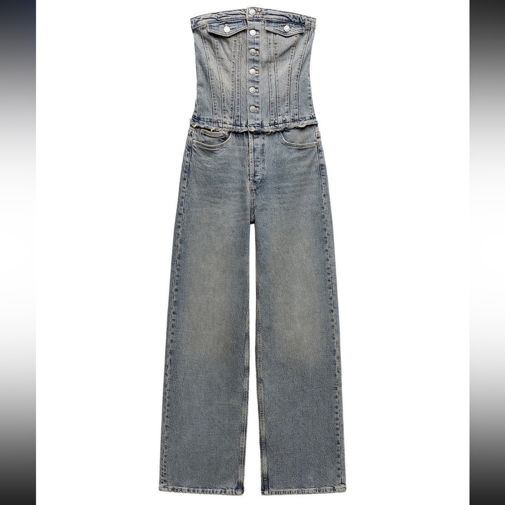 Zara Strapless Denim Jumpuit